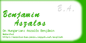 benjamin aszalos business card