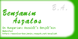 benjamin aszalos business card